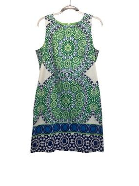 London Times Green Blue Sz 10 Mosaic
Medallion Print Sleeveless Boho Shift Dress
